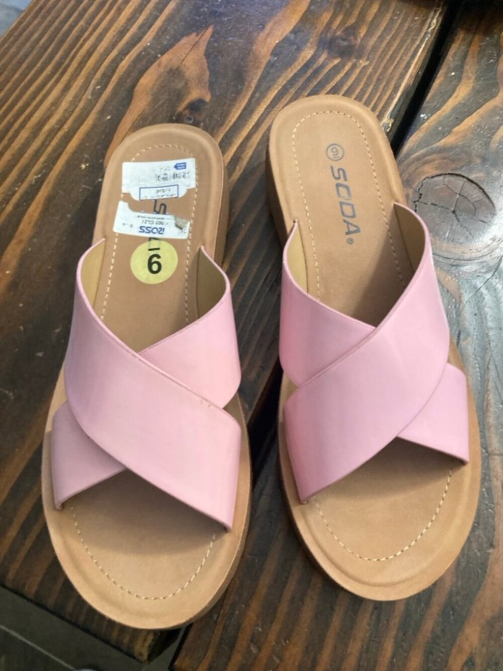 Soda Pink Criss-Cross Slide Sandals Size 9